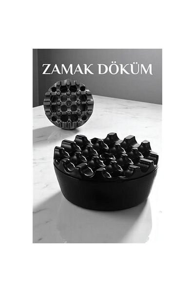 Skygo Modacar Covered Zamak Cast Round Ashtray Metal Ash Tray - Cafe Ashtray Black