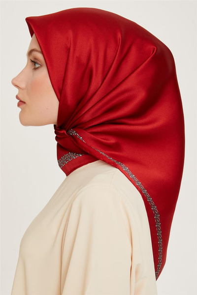 Armine DJ SAF İPEK EŞARP 9260D (S) ( SURA) 90 x 90 Kırmızı 54