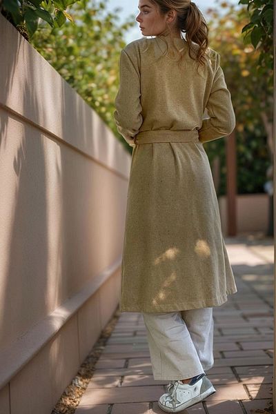 bacc Beige Jacket Collar Belted Pocket Stitched Coat Bcbsk-25700-3310