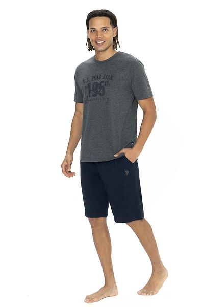 U.S. Polo Assn. U.S. Polo Assn. 18884 Men's Short Sleeve Crew Neck Shorts Pajama Set, Anthracite Melange