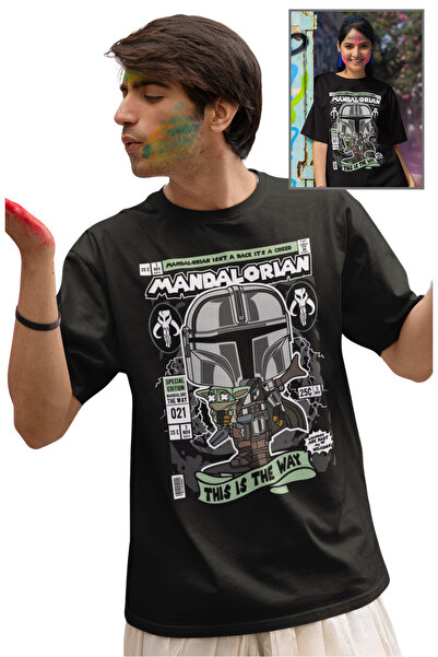 Fuddy Moda تي شيرت مصغر بطبعة حرب النجوم الماندالوريان، تي شيرت مطبوع عليه سلسلة حرب النجوم للرجال والنساء