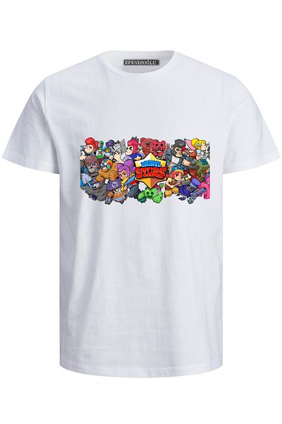 Efendioğlu Design Children's Cotton T-Shirt with a Look of Brawl Stars Characters