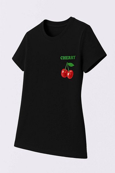 trender Tricou negru pentru femei Cherry Print Model 3