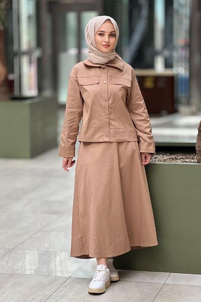 Nuss Cap Sleeves Folded Skirt Suit