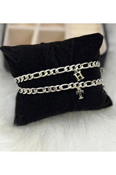 VENTİ VENTİSCA Kararmaz Çelik 2 Li Harfli Bileklik Sevgili , Çift , Arkadaş i...