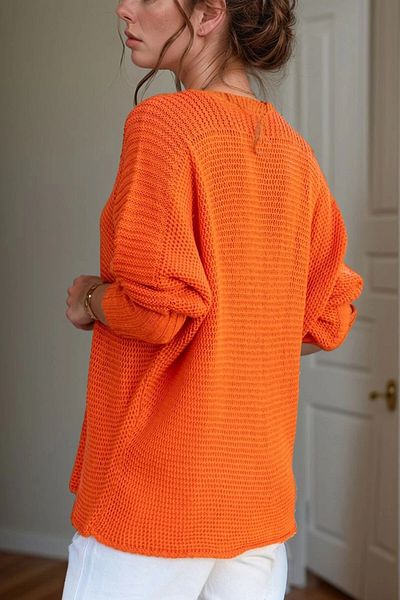 bacc Women's Orange Bat Sleeve Thessaloniki Knitted Sweater Bcbsk-25700-Gk-Cck1114