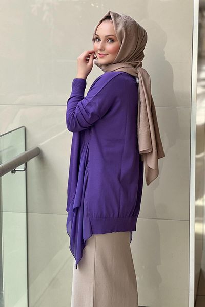 Ghisa Mercerized Tunic with Chiffon Detail on the Sides