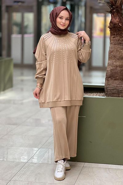 Ghisa طقم بنطال تونيك مضلع ومفصل