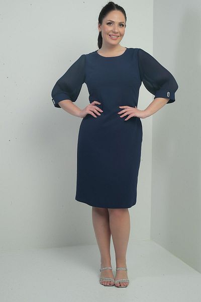 By Saygı Rochie de damă cu mâneci din șifon, căptușită cu pliuri
