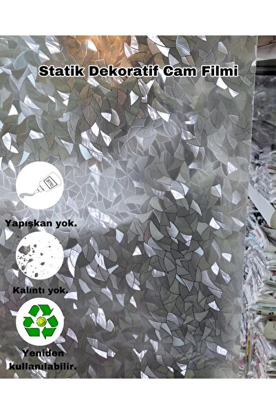 Başak Ev Tekstili Cam Filmi Kaplama Statik Folyo  Buzlu Desenli Duşa Kabin Pencere Ofis Dekorasyon