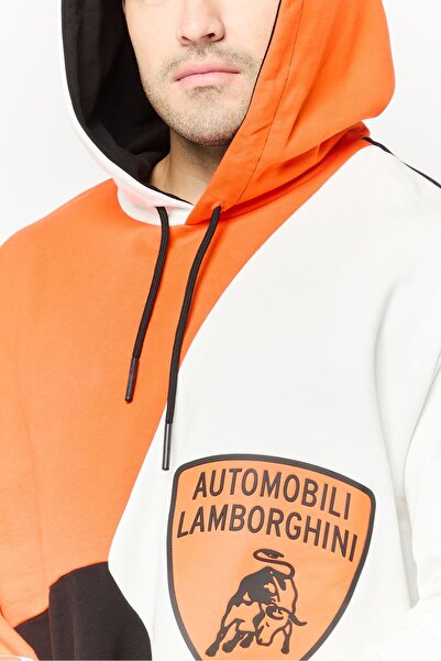 Lamborghini Men Brand Logo Hooded Sweatshirt, Multicolour