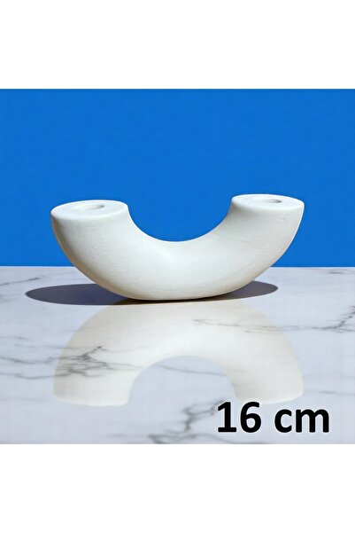 Ham Seramik Boynuz Mumluk - El Yapımı Boyanabilir Dekoratif Tealight