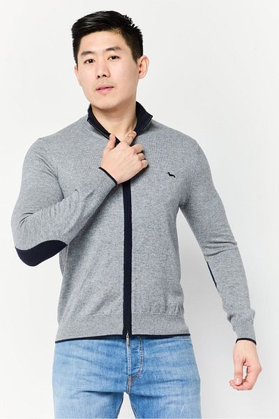 Harmont & Blaine Men Mock Neck Long Sleeves Embroidered Logo Sweatshirts, Grey