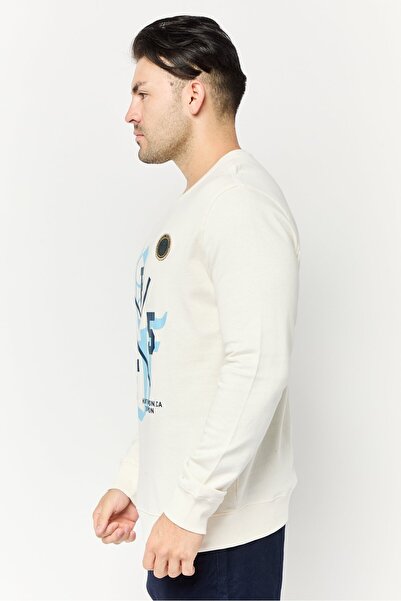 PAUL FRANK Men Crew Neck Printed Sweatshirts, Off White