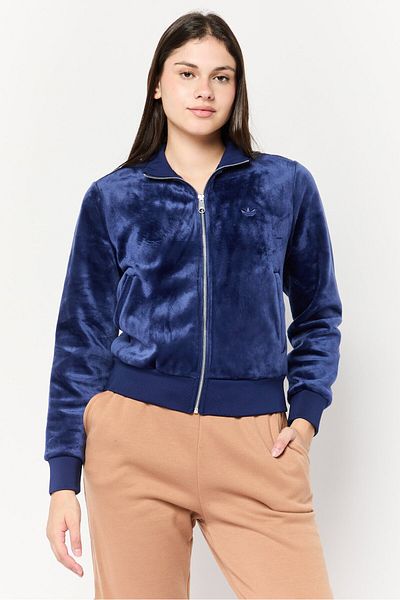 adidas Women Sportswear Fit Embroidered Logo Full Zip Outdoor Sweatshirt, Dark Blue