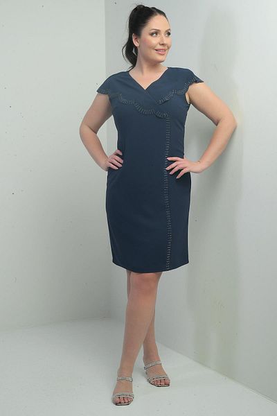 By Saygı Rochie scurtă de damă, cu decolteu cu detalii de piatră, tăiată cu laser, căptușită, mărime mare