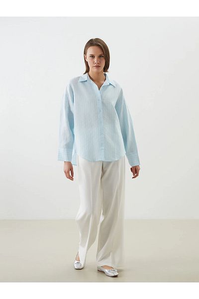 LC Waikiki Cămașă de damă din poplin oversize cu dungi