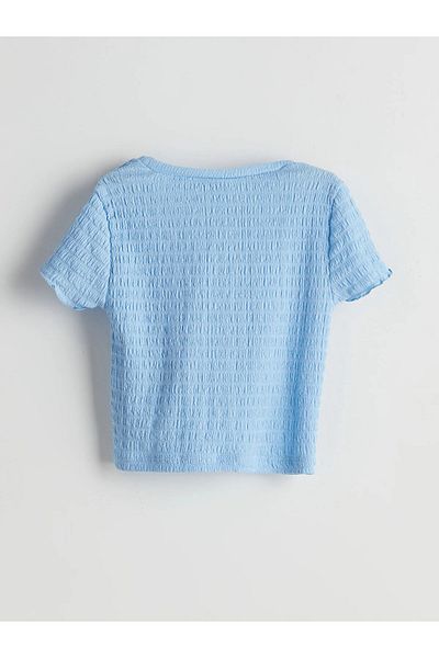 LC Waikiki Tricou Crop pentru fetiță cu decolteu cu imprimeu cireșe