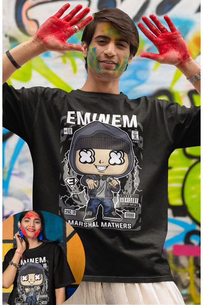 Fuddy Moda Μπλουζάκι με στάμπα Eminem, Μίνι μπλουζάκι με στάμπα Eminem για άν...