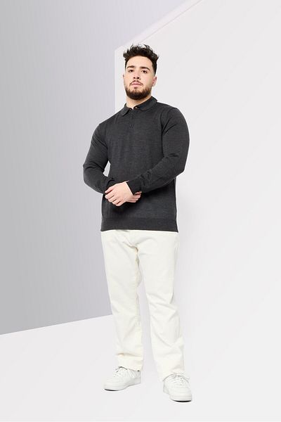 Harmont & Blaine Jeans Men Spread Collar Knitted Sweater, Grey