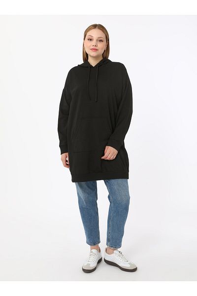 ALİA Φούτερ με κουκούλα Plus Size - Μαύρο - Alia