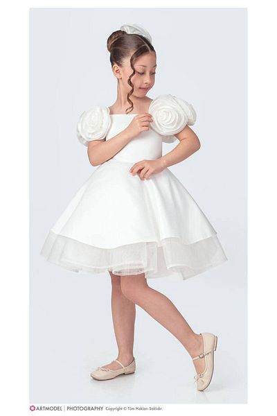 nisaykids Girl's Flower Detailed Evening Dress and Buckle Suit