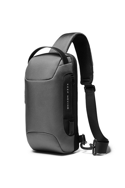 BANGE Crossbody backpack, splash-proof, anti-theft pocket, TSA lock and USB port, BANGE, Grey