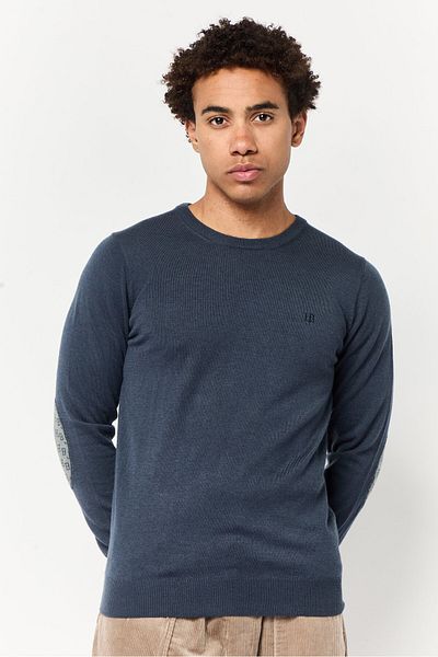 Harmont & Blaine Jeans Men Crew Neck Embroidered Logo Sweater, Dark Grey