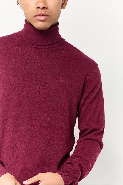 Harmont & Blaine Jeans Men Turtle Neck Long Sleeve Brand Logo Sweatshirt, Maroon
