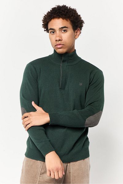 Harmont & Blaine Men Mock Neck Embroidered Logo Sweater, Green