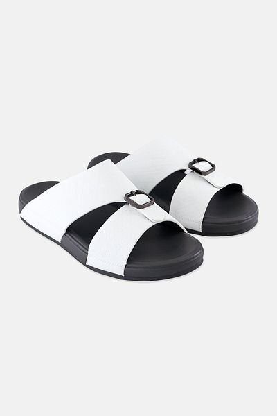 Algspar Men 2 Strap Slip On Arabic Sandals, White