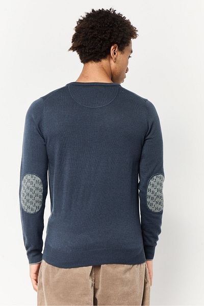 Harmont & Blaine Jeans Men Crew Neck Embroidered Logo Sweater, Dark Grey