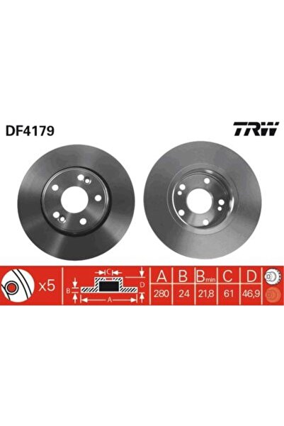 TRW FREN DISKI ON ( RENAULT LAGUNA ( B74 ) 1.8 16V / 1.9DCI 03 / 01-- 8200007121