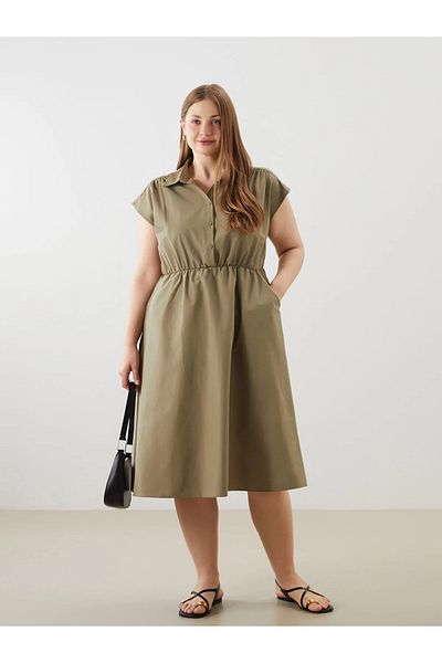 LC Waikiki Γυναικείο φόρεμα με γιακά πουκάμισο Poplin