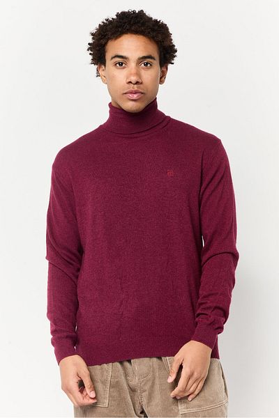 Harmont & Blaine Jeans Men Turtle Neck Long Sleeve Brand Logo Sweatshirt, Maroon