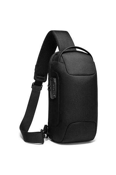 BANGE Crossbody backpack, splash-proof, anti-theft pocket, TSA lock and USB port, BANGE, Black
