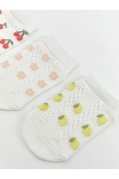 LC Waikiki Printed Baby Girl Booties Socks 3-Piece