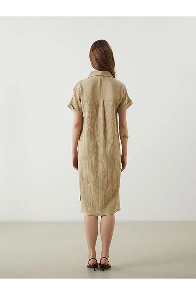 LC Waikiki Γυναικείο φόρεμα με γιακά με υφή Oversize