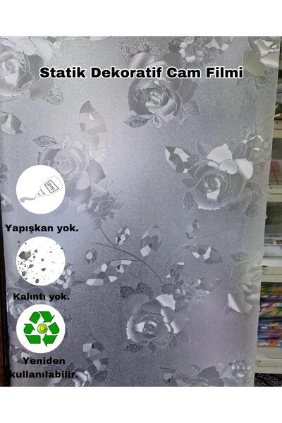 Başak Ev Tekstili Cam Filmi Kaplama Statik Folyo  Buzlu Desenli Duşa Kabin Pencere Ofis Dekorasyon