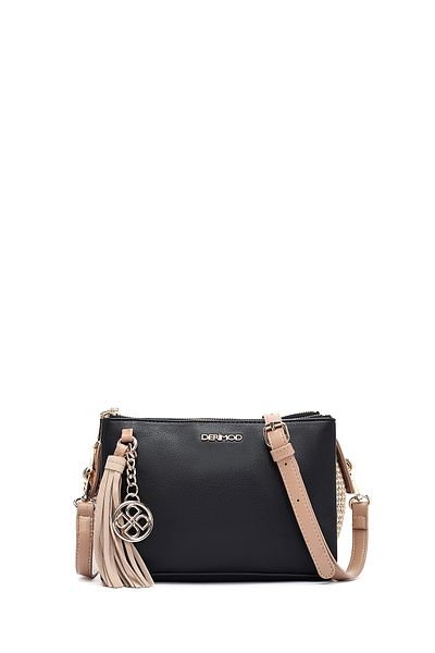 Derimod Women's Black Long Strap Crossbody Bag with Accessory Detail 25Sbd249414