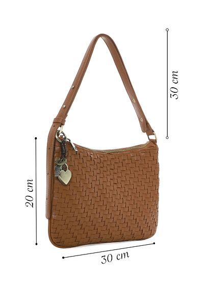 Derimod Women's Tan Knitted Patterned Shoulder Bag 25Sbd293029