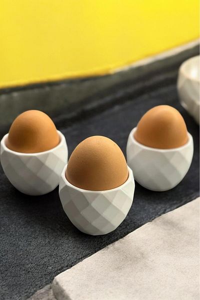 BRKStorm Set of 3 Modern Patterned Egg Cups White (Plastic)