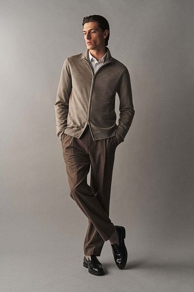 H&M Slim Fit Zip-through merino wool cardigan