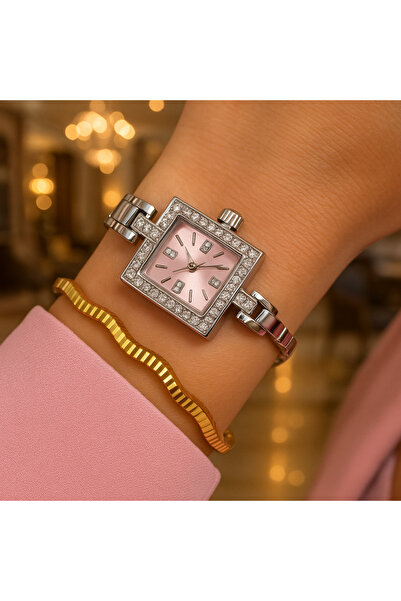 Clup Polo tassarım model gümüş renk saat bileklik