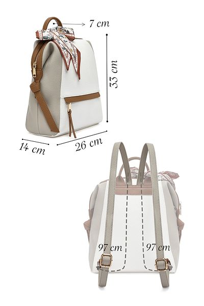 Derimod Rucsac alb pentru femei cu detalii despre accesorii 25SBD2562FT