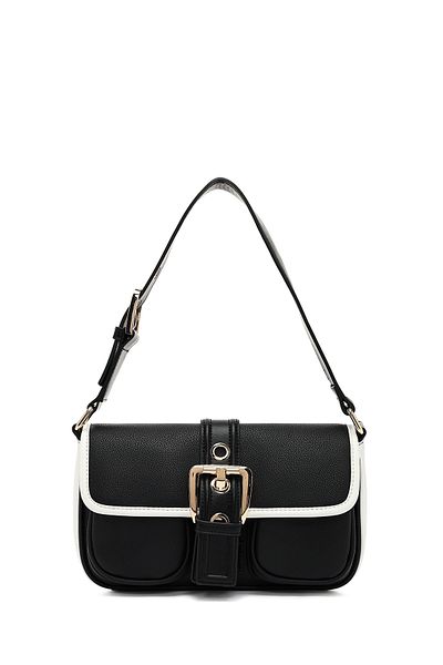 Derimod Women's Black Buckle Detailed Shoulder Bag 25Sbd2495Ft