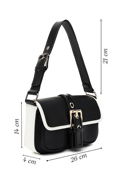 Derimod Women's Black Buckle Detailed Shoulder Bag 25Sbd2495Ft