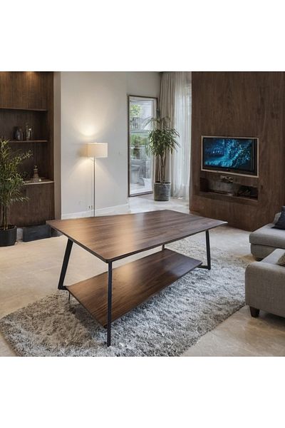 Generic Single wooden two-tiered serving table, size 120x60x45cm Brown
