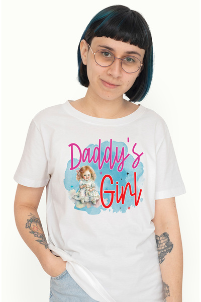 StoryGift Romania Tricou Femei cu mesajul "Daddy's girl", ilustratie, pentru ...