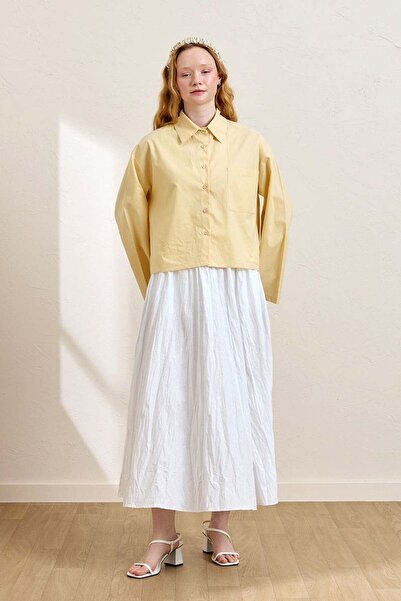 Ceylan Otantik White Crinkled Balloon Skirt